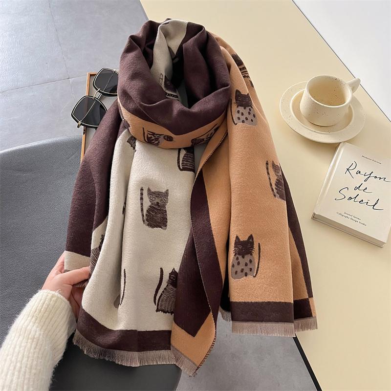 Luxury Winter Cashmere Scarf Women Design Warm Pashmina Blanket Poncho Scarves Female Shawl Wraps Thick Foulard Bufanda