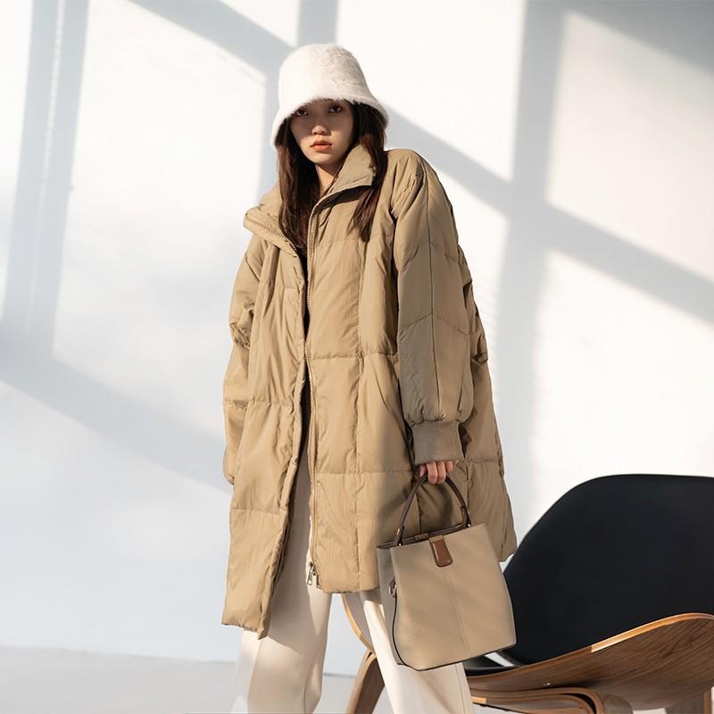Новая женская зимняя длинная пуховая куртка свободного кроя ниже колена, модные пуховики