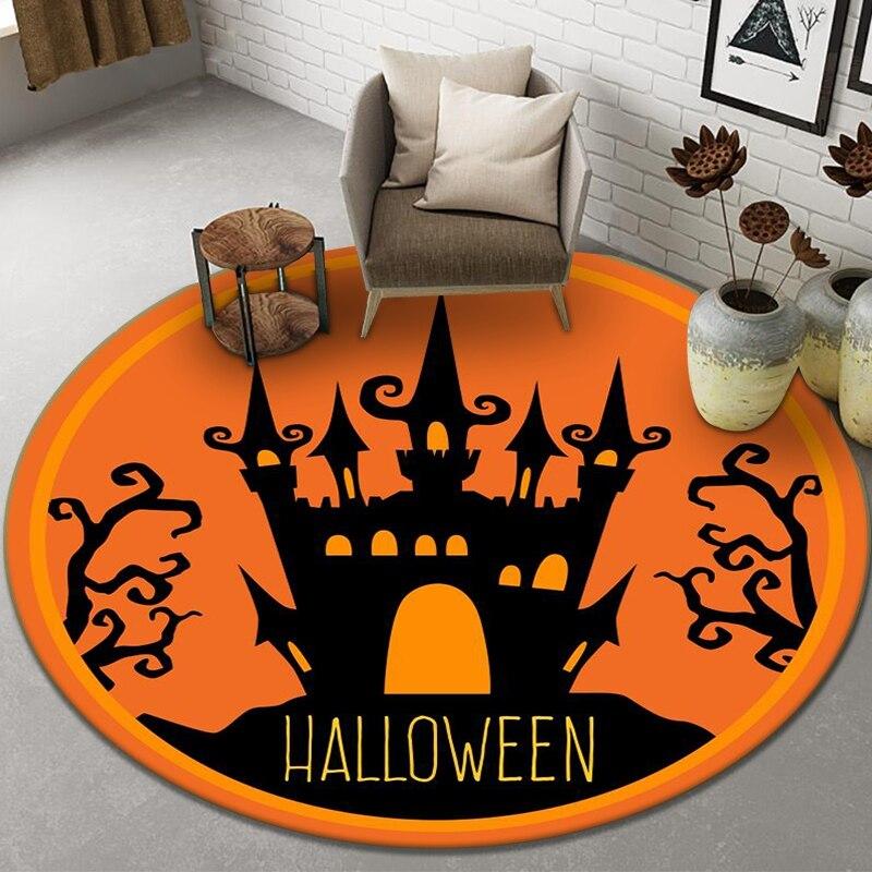 Декор на Хэллоуин, ковер для гостиной, круглый коврик для стула, молитвенный коврик для спальни, нескользящий входной коврик, домашний декор, коврик для столовой