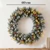 Christmas Wreath 60 cm Lit Door Wreath with 50 LEDs, Pinecones, Artificial Snow, for Christmas Advent Front Door