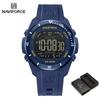 Naviforce Оригинальные мужские цифровые часы с ЖК-дисплеем, календарь, дата, секундомер, будильник, ночной режим, силиконовый ремешок, водонепроницаемые, детские часы NF7138