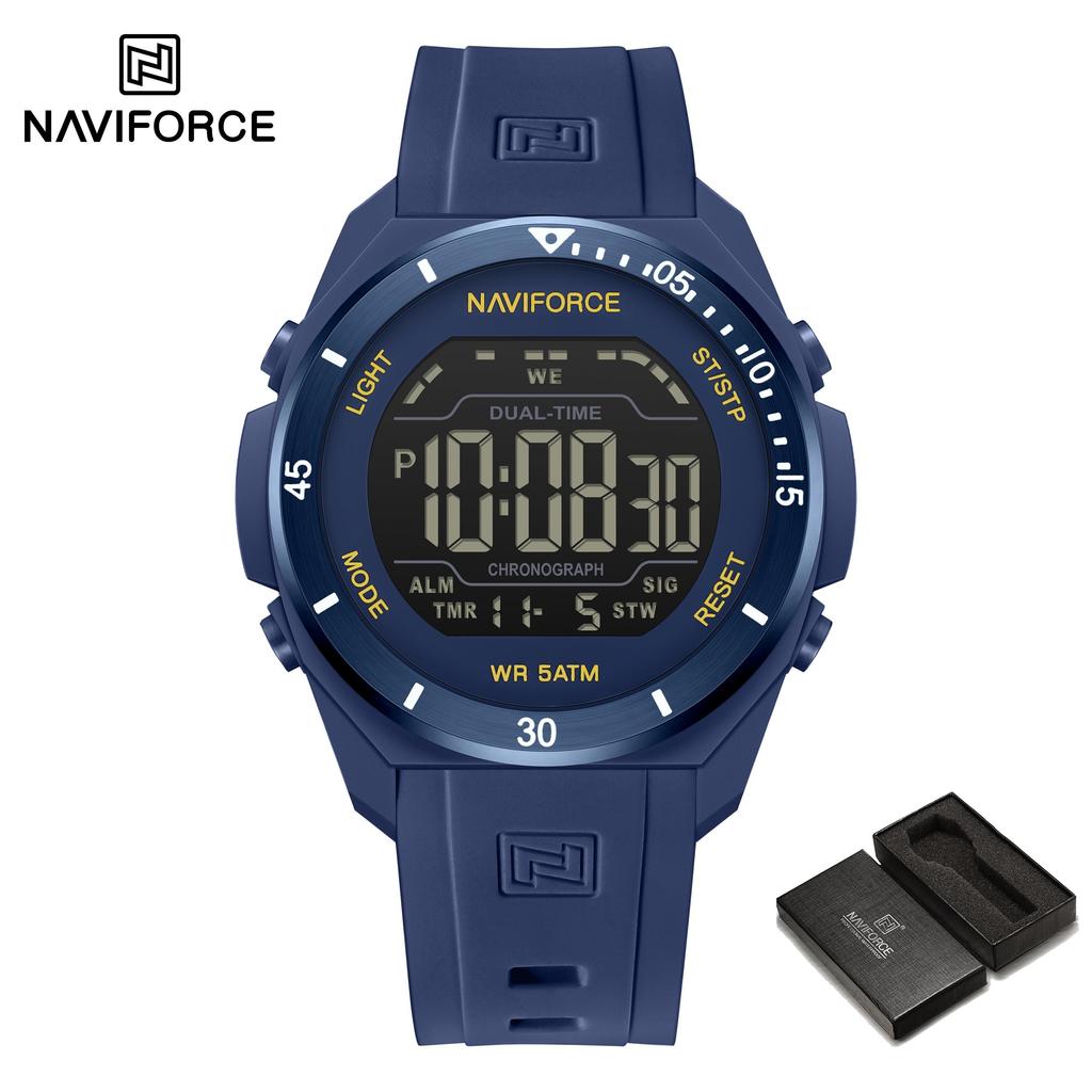 Naviforce Оригинальные мужские цифровые часы с ЖК-дисплеем, календарь, дата, секундомер, будильник, ночной режим, силиконовый ремешок, водонепроницаемые, детские часы NF7138