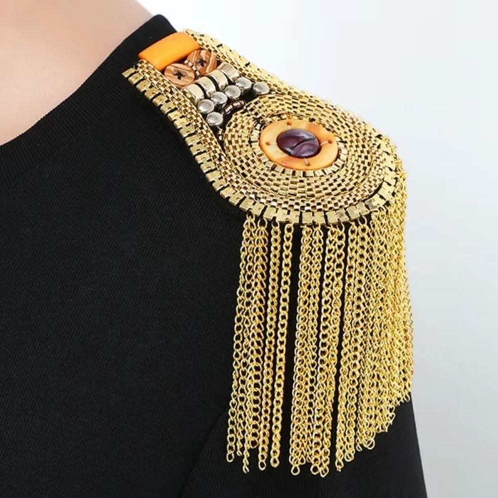 Pin Rivet Shoulder Badges Breastpin Jacket Vintage Brooch Retro Club Tassel Chain Epaulette Party
