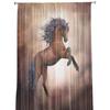 Running Galloping Horse Brown Animal Tulle Sheer Window Opening Drapes ideal for Living Room Bedroom Space Modern Voile Organza Curtains Drapes