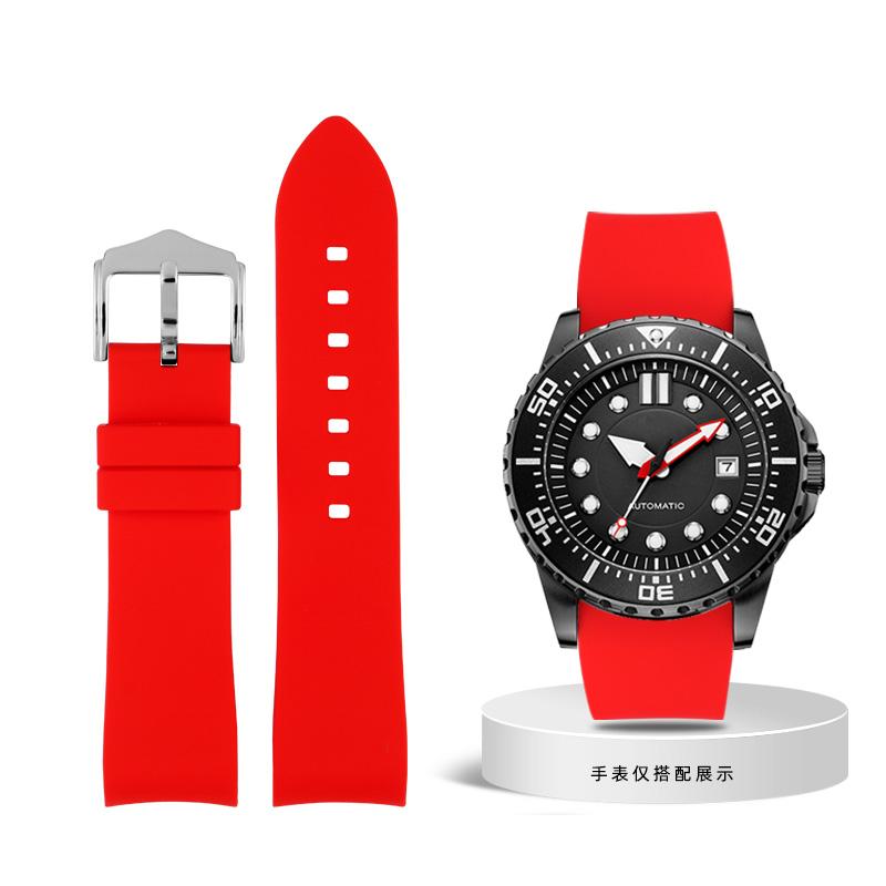Классический 18 мм 20 мм 22 мм 23 мм 24 мм мягкий силиконовый ремешок универсальный локтевой дуговой резиновый ремешок спортивные водонепроницаемые сменные аксессуары для часов