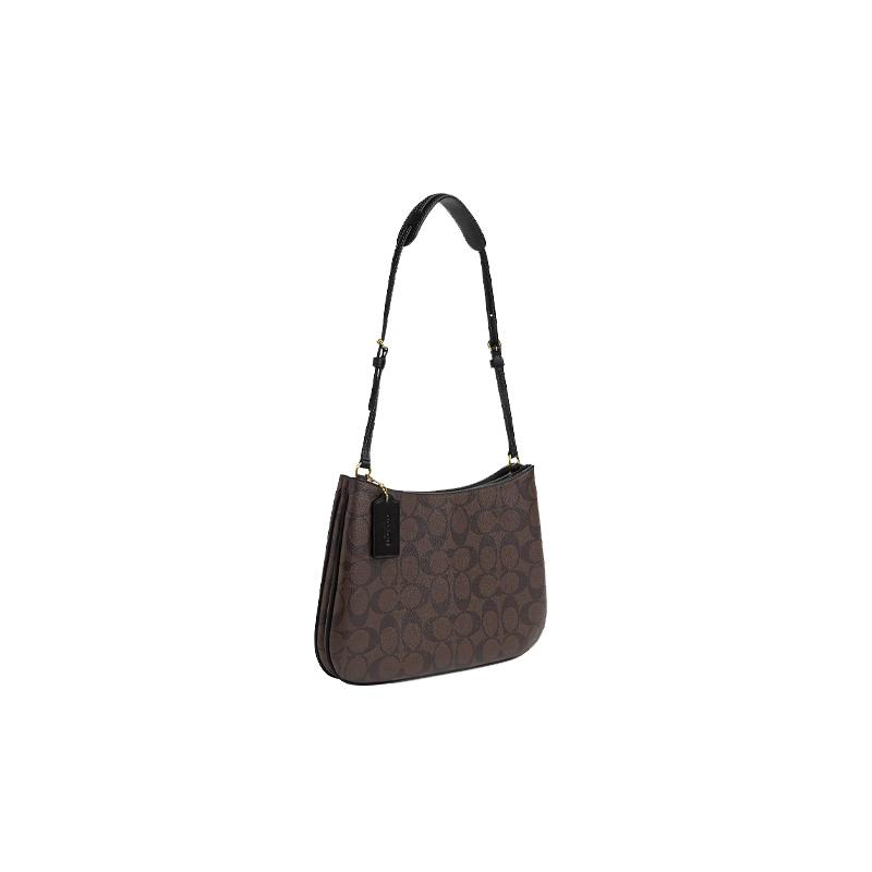 COACH Penelope 27 classic printed presbyopic zipper underarm canvas with leather hand-held shoulder bag large size women's brown