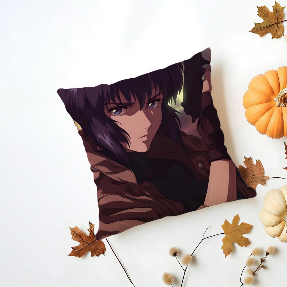 GGhost in the Shell Cushion Cover Washable Linen Pillowcase Soft for Daily Sofa Bed Home Room Decor