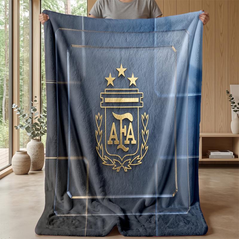 Argentina Football Printed Flannel Blanket Skin Friendly Warm Decorative Throw for Indoor Couch Bed Daily Use