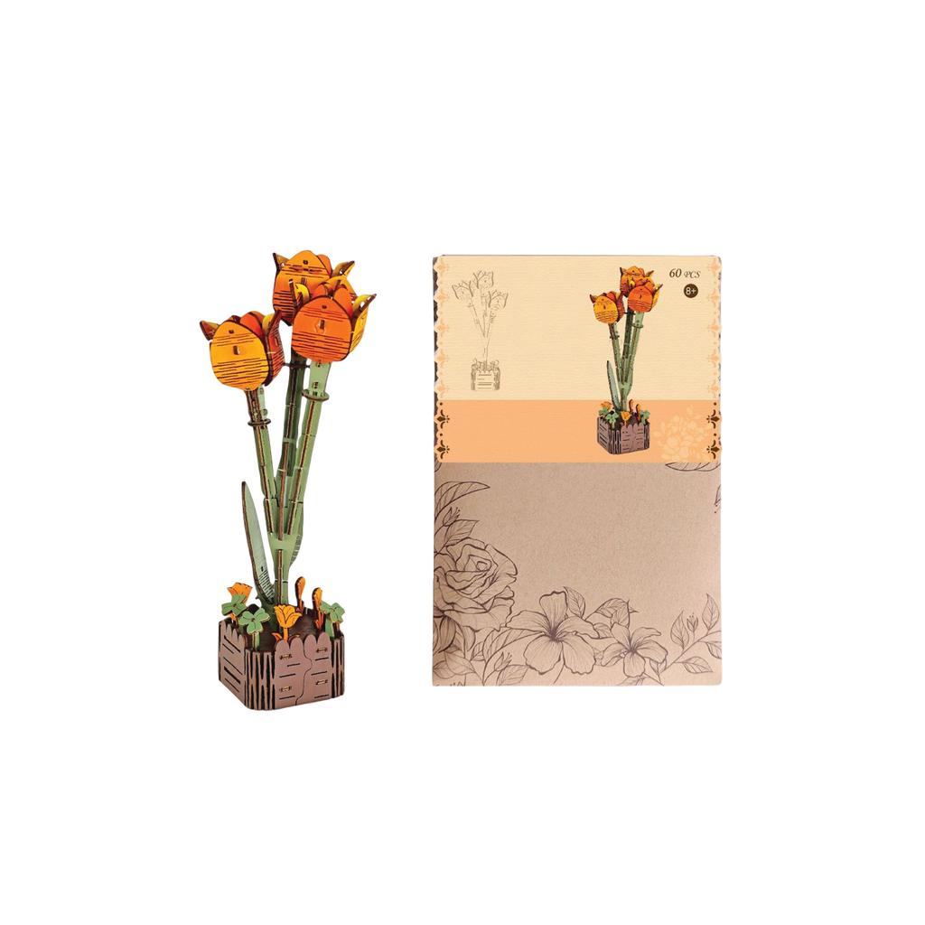 Diy Material Kits For Simulated Roses, Handcrafted Wooden Children'S , 3d Puzzles