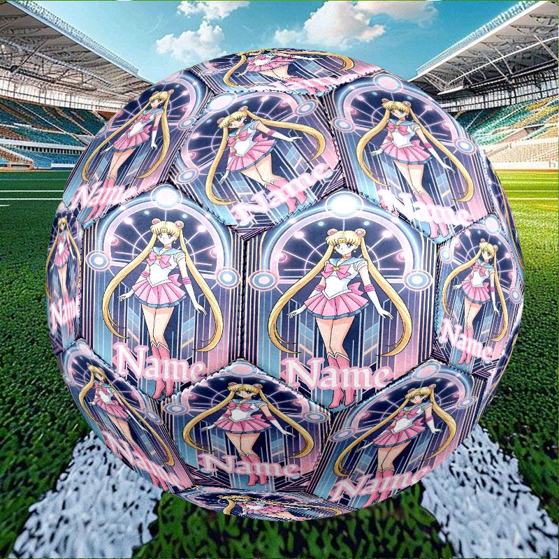 Custom Name Personalized Sailor Moon Print Size 5 Soccer Ball Training & Match Football, for Team, Kicking, Gift for Football Enthusiasts