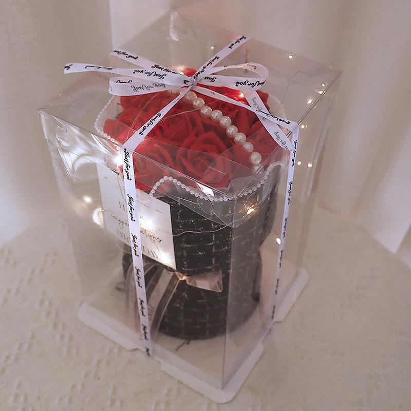 Букет искусственных роз из 19 голов Подарок на День святого Валентина Искусственный цветок Букет из роз и мыла для свадьбы, дня рождения, вечеринки DIY подарок