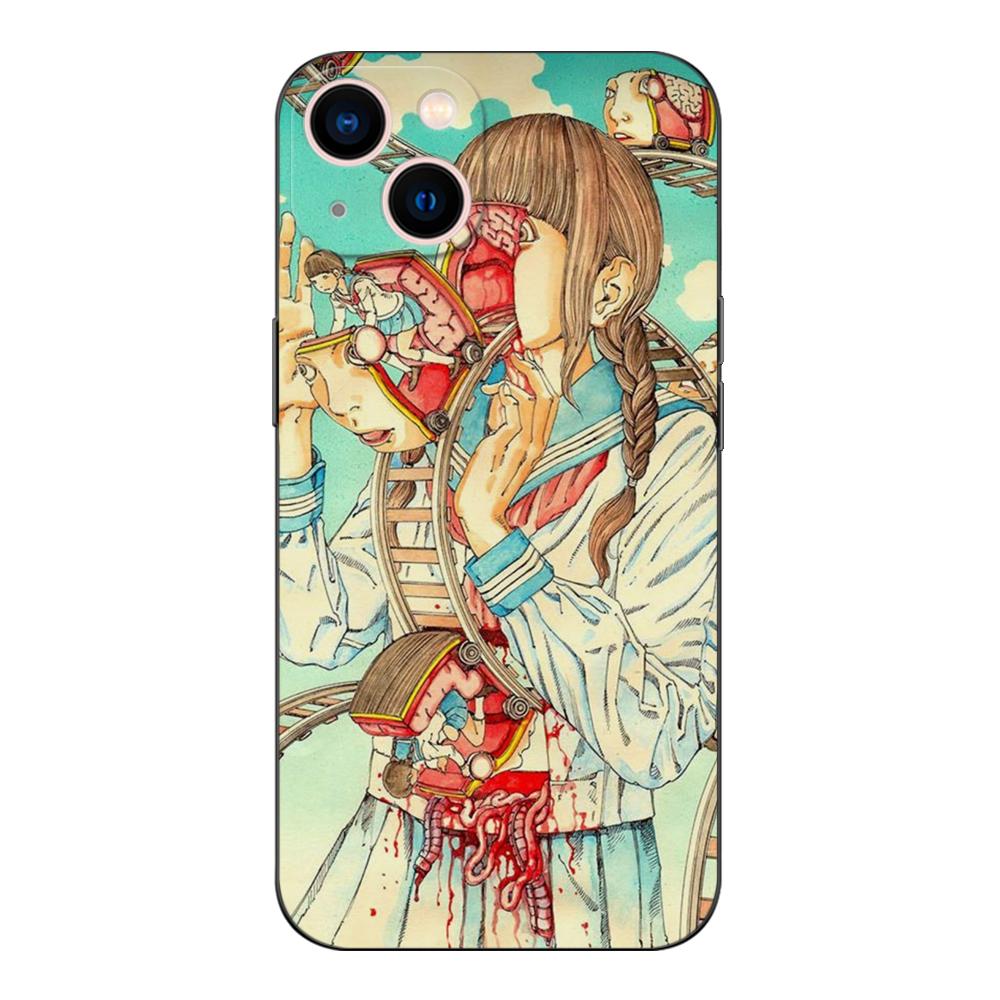 Black Tpu Case For Huawei Honor X8 50 Lite Pro 10 Lite Nova 5t 8 9 Pro 4G 5G 8i Cover Shintaro Kago Horror Cartoon