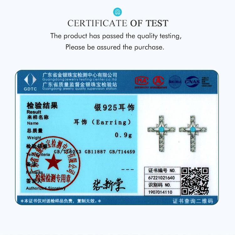 WOSTU Аутентичные серьги-гвоздики из стерлингового серебра 925 пробы с ярким крестом для женщин, изысканные бирюзовые украшения, подарок на свадьбу, годовщину