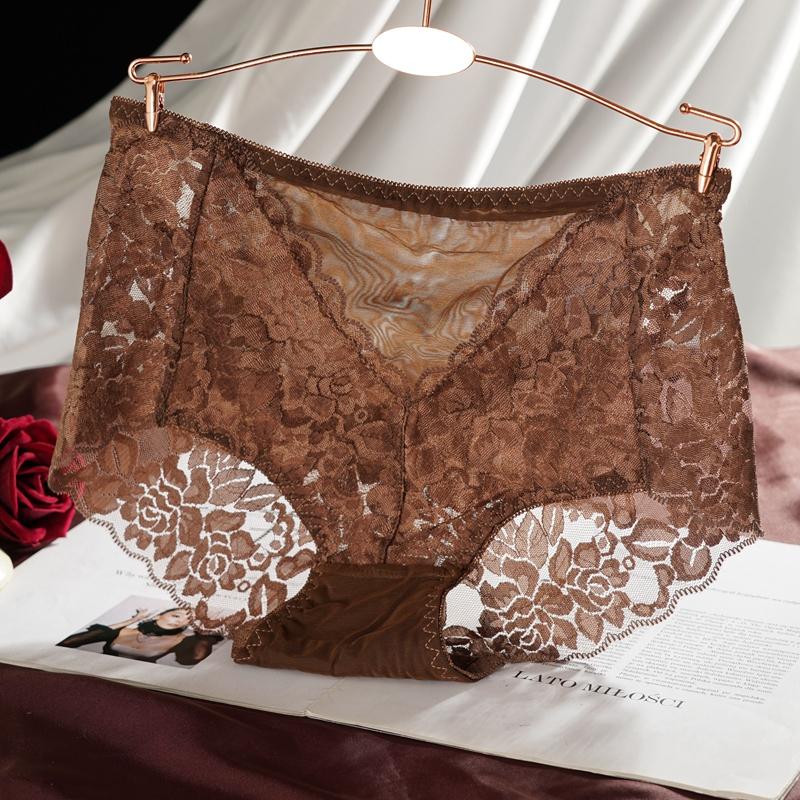Women Lace Panties Mid-Waist Hollow Hip-Lifting Comfortable Briefs Embroidery Cotton Crotch Underwear