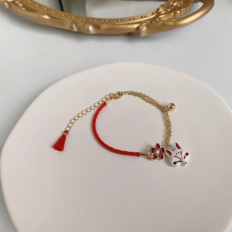 Lady Fun Flower Cartoon Animal Bracelet for Women Cute Fox Jewelry Lucky Bell Gifts for Lovers