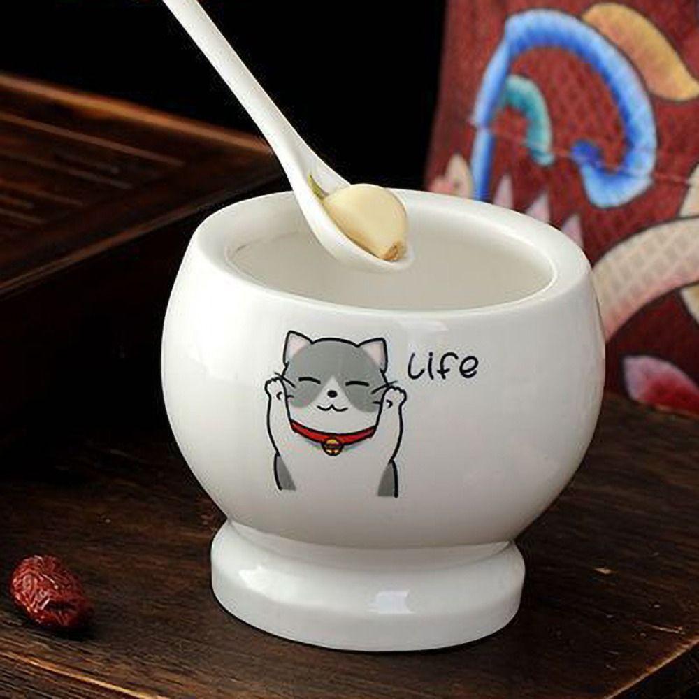 Cartoon Garlic Masher Ceramics Spices Mill Kitchen Gadgets Pounding Garlic Jar Seasoning