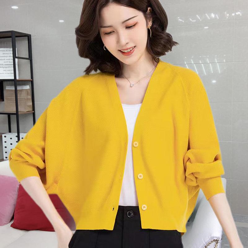 Кардиган, свитер, женский осенний свитер с v-образным вырезом и летучей мышью, пальто, кардиган, женский эластичный кардиган с длинными рукавами, свитер, вязаный топ для женщин