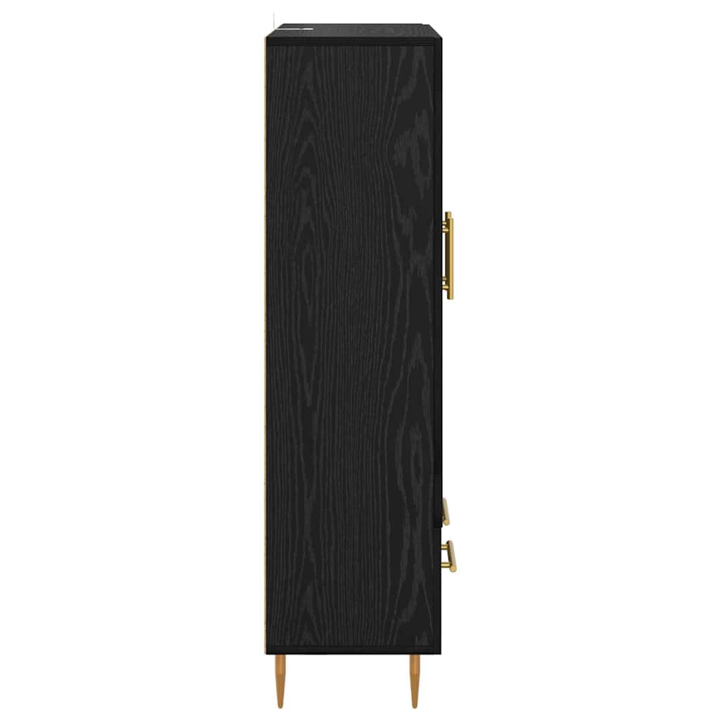 Highboard in Black Oak Look 69.5 x 31 x 115 cm Engineered Wood