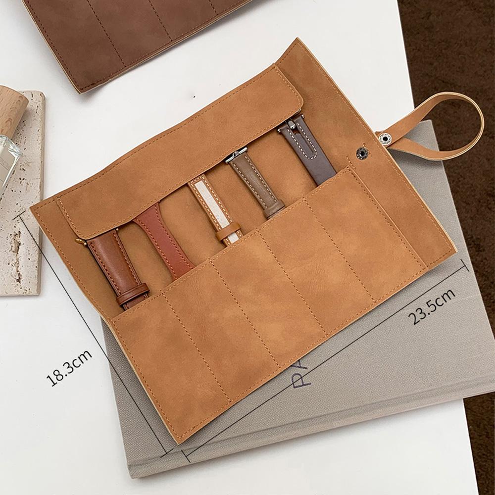 Органайзер-ролл для ремешков часов с 5 отделениями, коробка для хранения, сумка для хранения ремешков смарт-часов, кожаный чехол ручной работы для путешествий, сумка для хранения