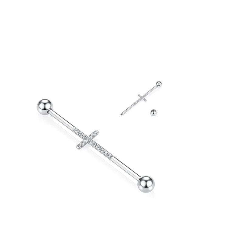 Титановая штанга G23 с цирконом и инкрустированным цирконом для пирсинга хряща уха