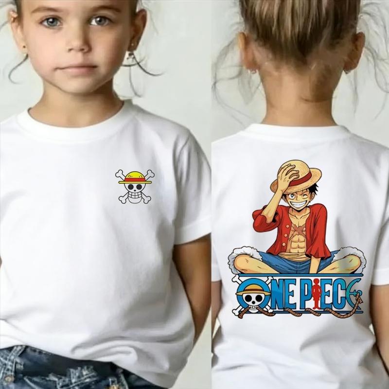 One Piece Japanese Anime Print Cotton TShirt Luffy Zoro Childrens Casual Short Sleeve Tee Kids Luffy Tshirt Family Clothing