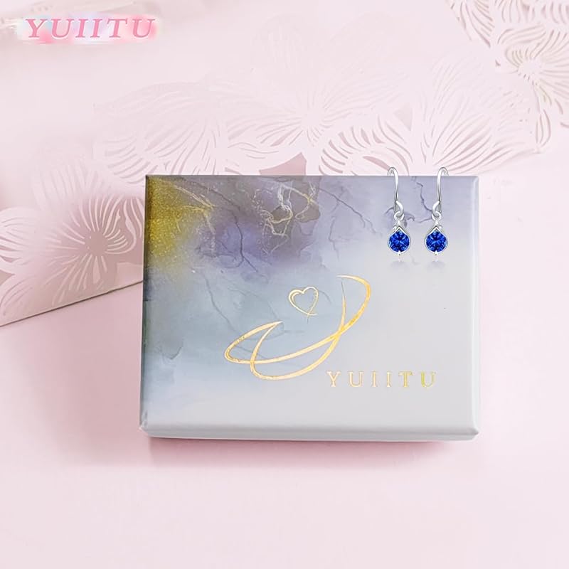 YUIITU earrings ladies shine zirconia hook sway silver Compatible with metal allergies woman drop simple present wedding anniversary birthday commute