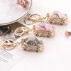 Creative Car Shape Pendant Keychain Colorful Rhinestones Inlaid Keyring Bag Souvenir Charm Fashion Accessories