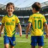 Детский спортивный костюм Футболка с принтом Neymar #10 + Комплект шорт Костюм для фанатов Бразилии Спортивные комплекты для детей/взрослых 2 предмета