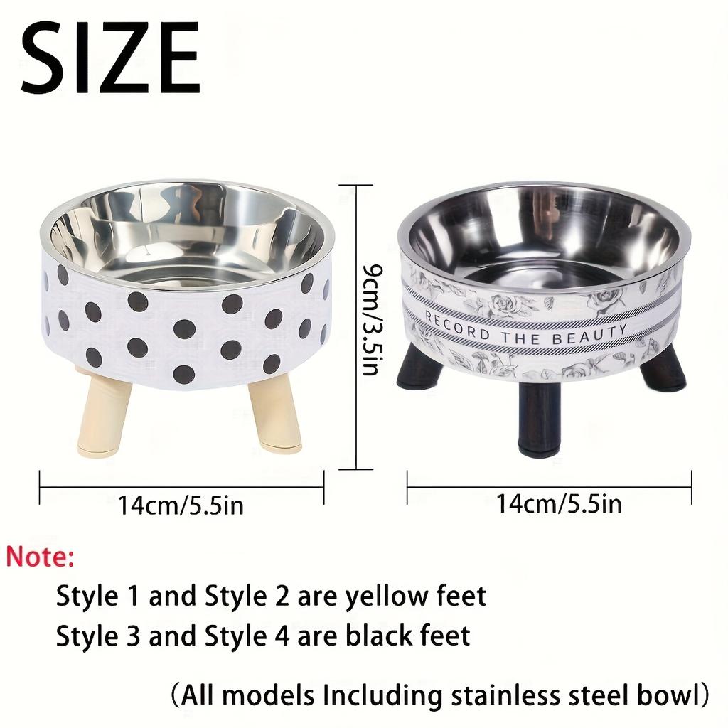 Stainless Steel Raised Pet Bowl,Cat Water and Food Dish, Spill-Proof Detachable Feeding Bowl for Small Pets Suitable for Puppies