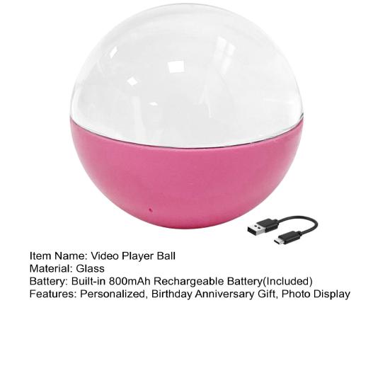 7CM Memory Sphere Ornament WiFi Video Player Faux Crystal Ball Personalized Photo Videos Display Sphere Lamp Birthday Anniversary Gift