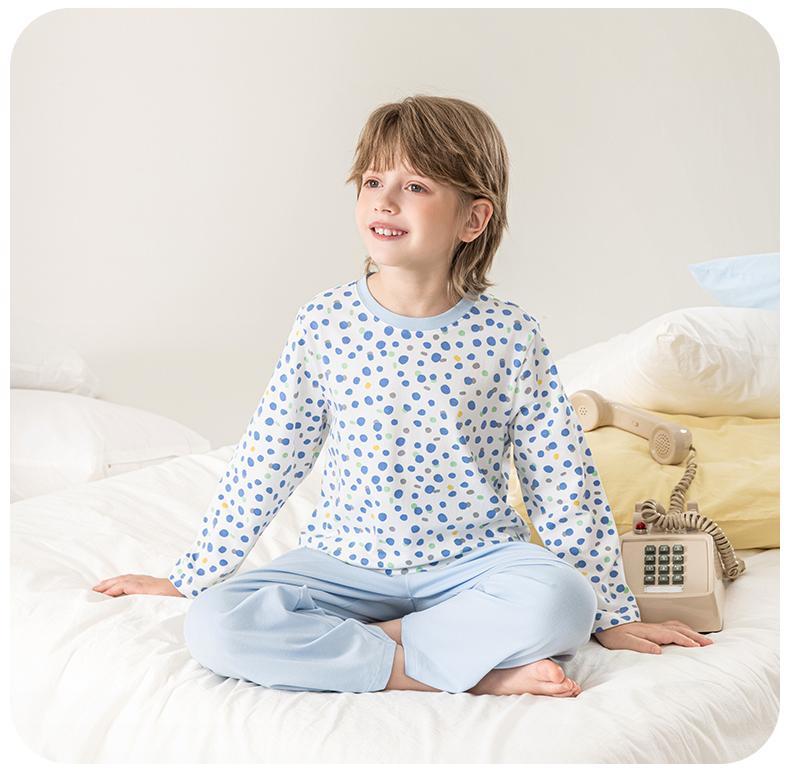 Yingbolun Summer New Boys' Long sleeved Pants Lycra Cotton Set A-class Home Clothes