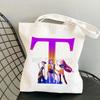 Anime Cartoon 26 Letter Printing Trend Shoulder Bag Large Capacity Go Out Portable Handbag Casual Versatile