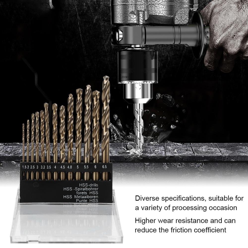13pcs Straight Shank Twist Drill Bit Set High Speed Steel HSS Drilling Tool  For Stainless Steel