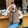 Женская осенне-зимняя однотонная утолщенная верхняя одежда с хлопковой подкладкой и воротником-стойкой, теплая куртка без рукавов, пальто, жилет