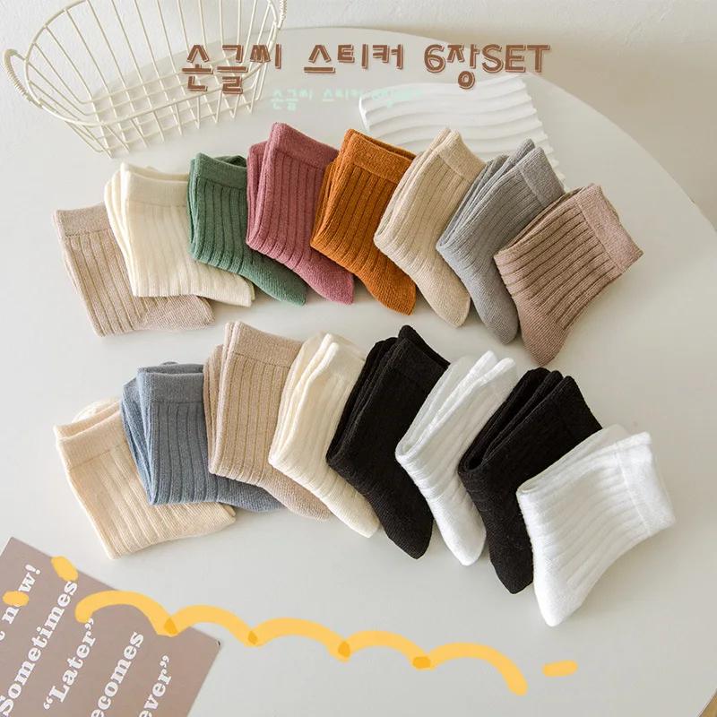 Высококачественные осенне-зимние новые детские носки однотонные Morandi Color Drawer Stripe детские носки универсальные милые носки для мальчиков и девочек
