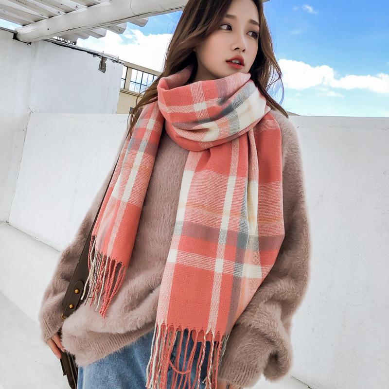 New Scarf Women's Winter Japanese and Korean Style All-match Plaid Warm Thickened Couple Scarf Student Shawl