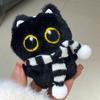 Cute Cartoon Plush Black Cat Keychain Swimming Goggles Cat Stuffed Toys Bag Pendant Hangings Ornament Creative Doll Keyring Gift