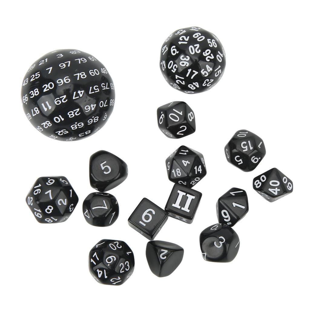 15Pcs Polyhedral Dice Set Acrylic D3 To D100 Table Gaming Dices for Role Playing Table Games Party