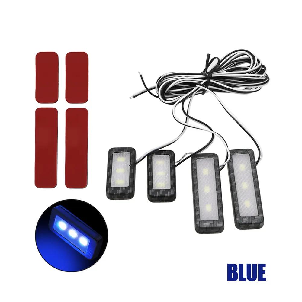 4 шт. Универсальный автомобильный подлокотник, внутренняя дверная ручка, подсветка, светодиодная внутренняя чаша автомобиля, автомобильная атмосферная лампа, декоративные аксессуары