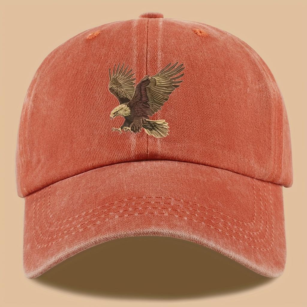 Eagle print baseball cap, adjustable for both men and women, suitable for hiking, fishing, and vacation exploration