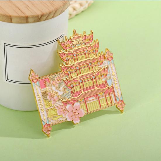 Магнит на холодильник с желтой башней «Журавли» 3D, достопримечательность Уханя, здание в китайском стиле, магнит на холодильник