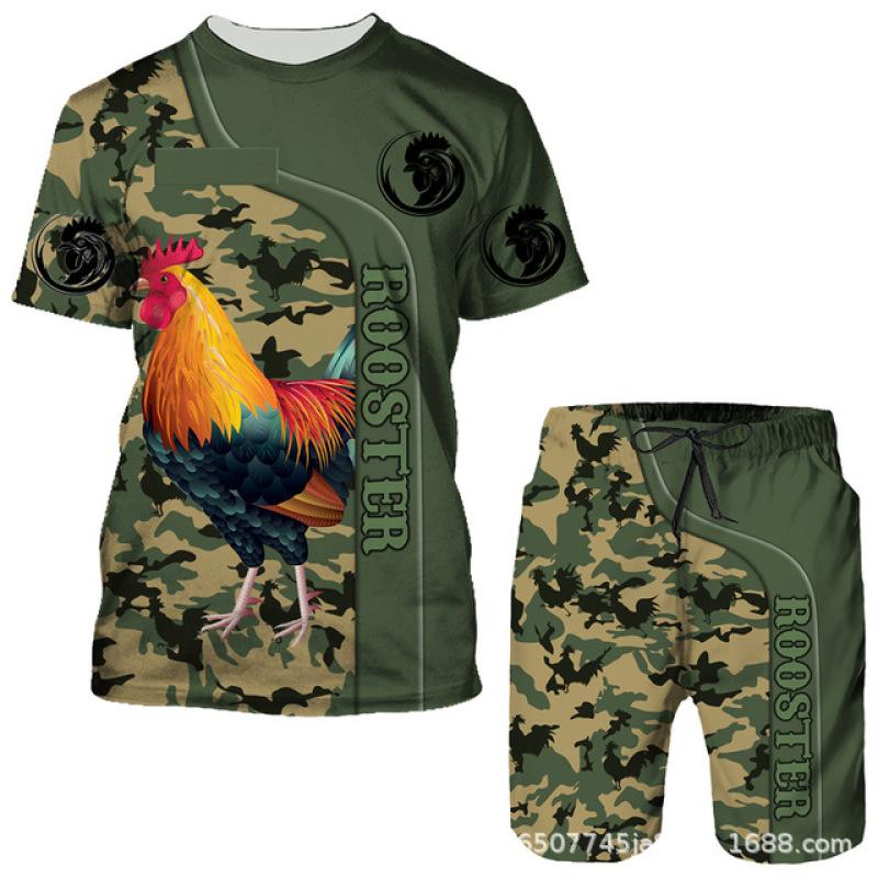 Муж. Шорты Футболка Набор Инвентарь Графика Оптическая иллюзия Одежда Одежда На открытом воздухе Повседневные С короткими рукавами 2 предмета Дизайнер На каждый день