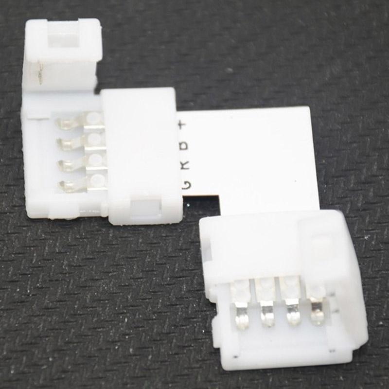 4 упаковки L-образных 4-контактных RGB 5050 LED-коннекторов для светодиодных лент