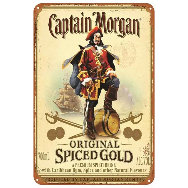 Винтажная металлическая жестяная табличка Captain Morgan Ретро настенный декор для бара, мужской пещеры, гаража Железный постер, табличка xсм