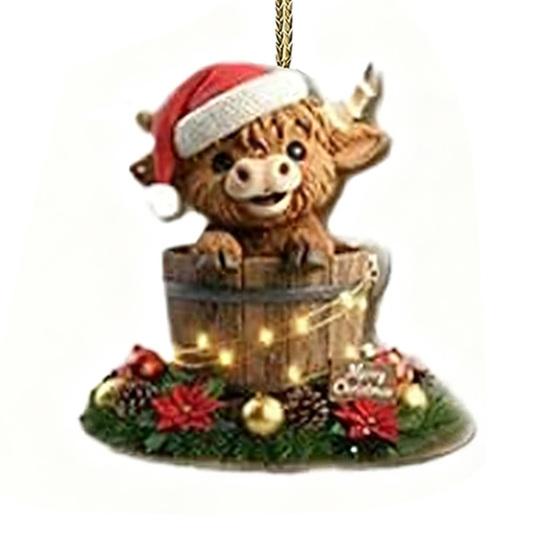 Адвент-календарь с шотландской коровой 2025 24 дня Календарь обратного отсчета до Рождества с украшениями в виде шотландской коровы для рождественской елки, домашнего декора