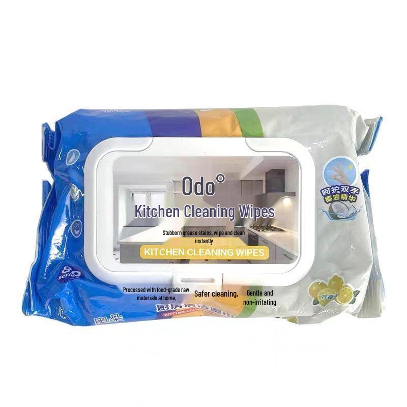 Большая упаковка кухонных влажных салфеток - 40 шт., Плотные и прочные для удаления жира, с повторно закрывающейся крышкой