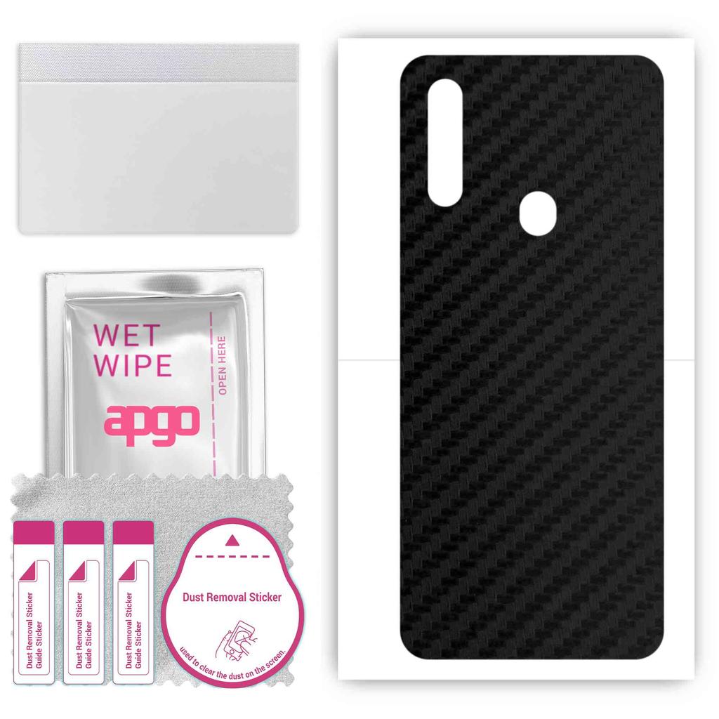 apgo Protective Skin Sticker for the Back Compatible with Oppo A8, Wrap Film, Foil, Vinyl - Pattern Carbon Black