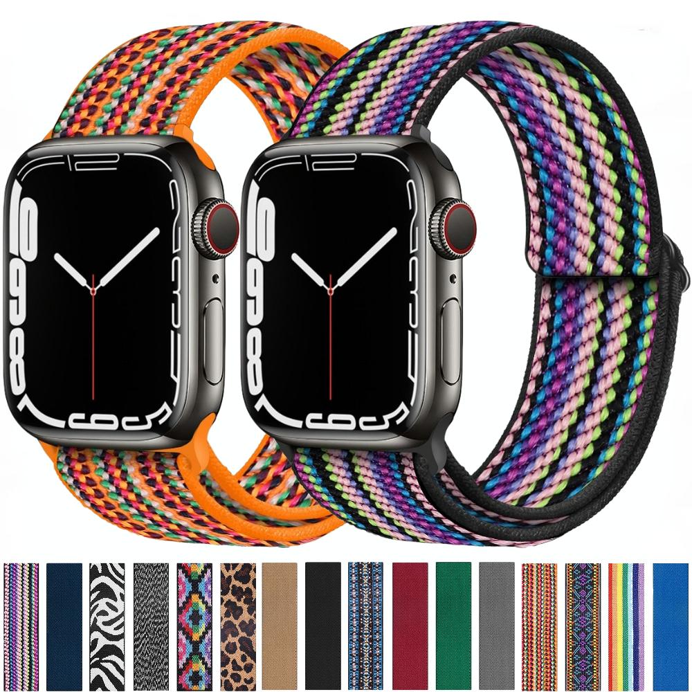 Нейлоновый ремешок-петля для Apple Watch Band 44 мм, 40 мм, 45 мм, 49 мм, 41 мм, 42 мм, 38 мм, 44, 45 мм, браслет iWatch Series Ultra 8, 7, 6, 5, 4 SE Band