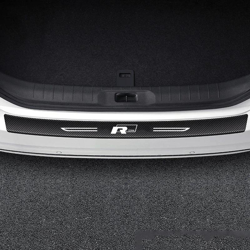 2026 Новый Для VW VOLKSWAGEN Для Volkswagen VW Rline R line Логотип Углеродное волокно Наклейки-защитники порогов дверей автомобиля Авто Задний багажник