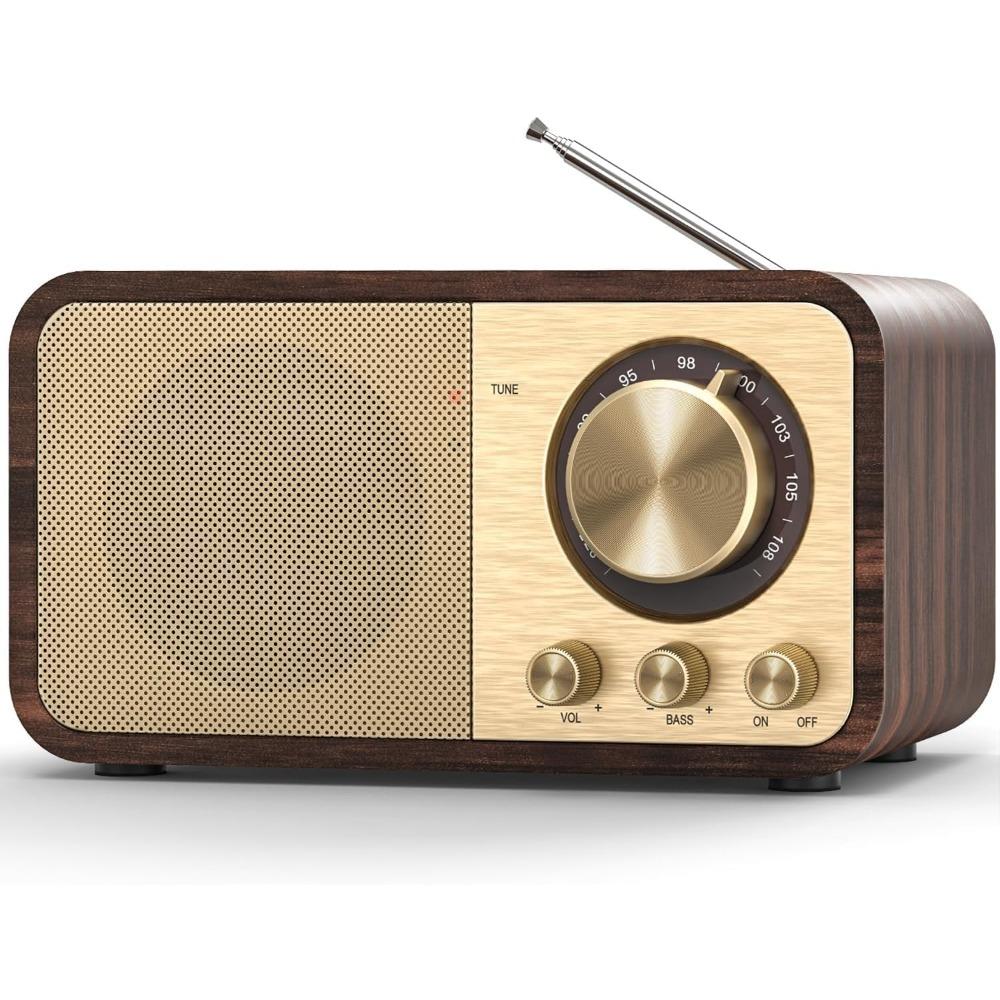 Портативная ретро Bluetooth-колонка с FM-радио, слотом для TF-карты/AUX, встроенным микрофоном для звонков hands-free/для улицы/путешествий/в подарок